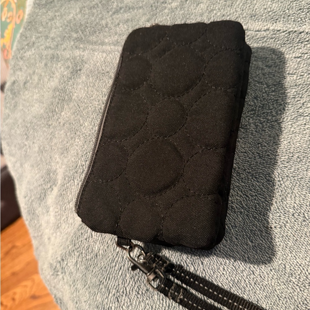 Black Quilted Zip Wallet